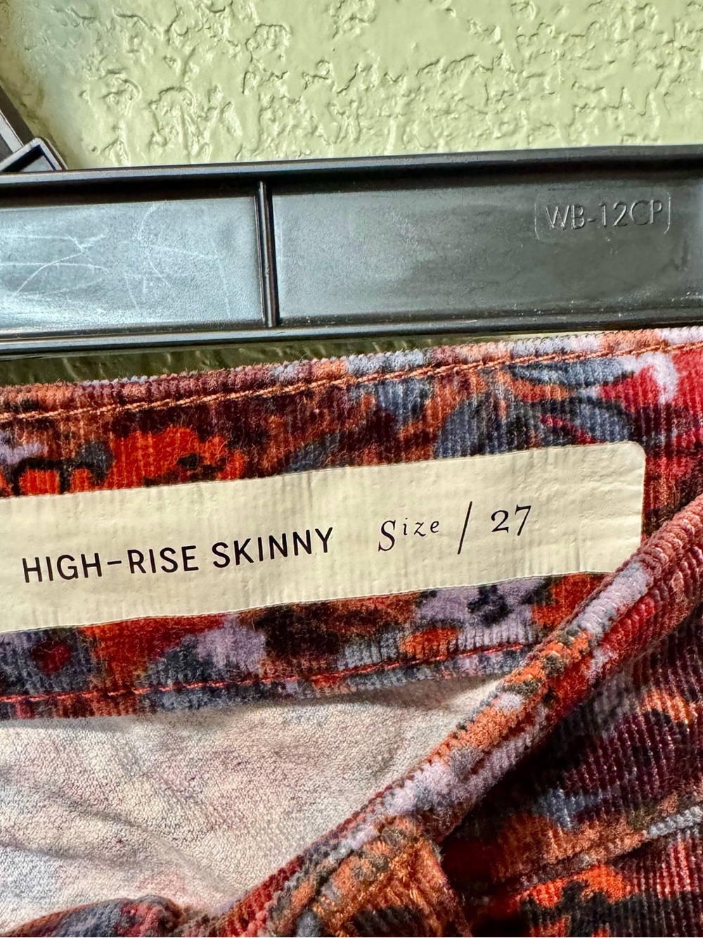 Pilcro & the Letterpress Red & Purple Floral Corduroy High Rise Skinny Jeans 27 - Picture 3 of 5